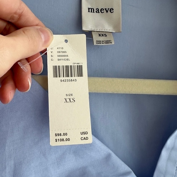 Maeve Asymmetrical Buttondown Shirt, Women’s Sky Blue Blouse, Size XXS - Picture 11 of 16